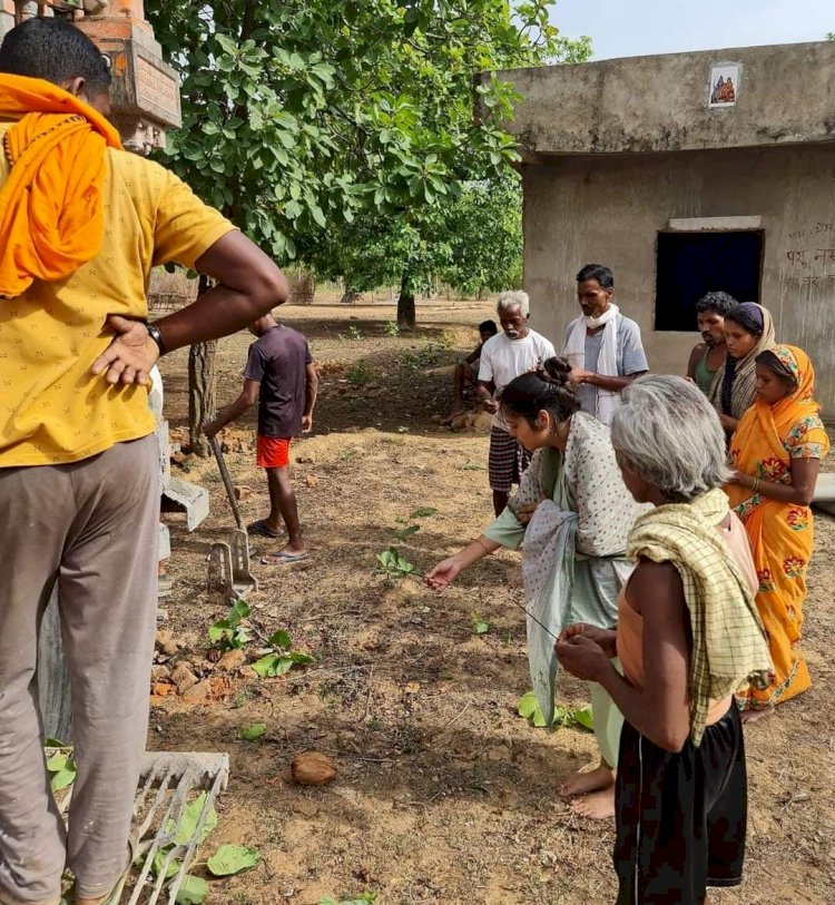 ग्राम पंडरीडांड में हैंडपंप खनन कार्य का जिला पंचायत सदस्य ने किया भुमि पूजन।