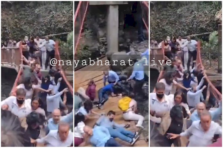 बड़ा हादसा VIDEO: उद्घाटन के साथ ही धराशायी हुआ ब्रिज.... नाले में समाया पूरा पुल.... मेयर समेत कई अधिकारी गिरे नाले में.... देखें वीडियो.....