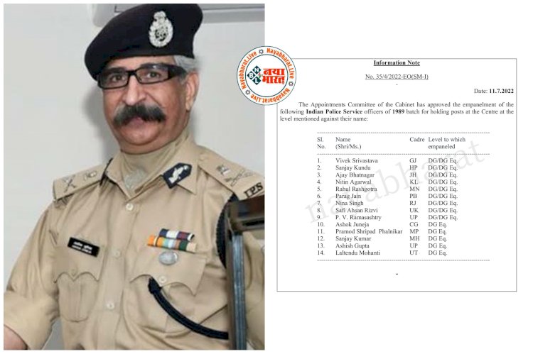 IPS ब्रेकिंग: छत्तीसगढ़ के DGP अशोक जुनेजा केंद्र में हुए डीजी इंपेनल... भारत सरकार ने जारी किया आदेश... 89 बैच के 14 आईपीएस अधिकारियों के नाम शामिल... देखिए लिस्ट.....