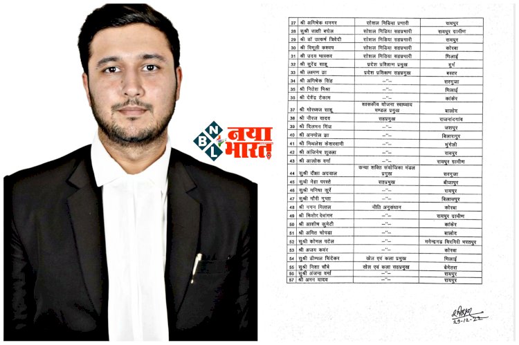 उच्च न्यायालय अधिवक्ता अंजिनेश अंजय शुक्ला का बढ़ा कद... बनाए गए BJYM प्रदेश शासकीय योजना स्वाध्याय मंडल सहप्रमुख... बधाई देने लगी होड़....