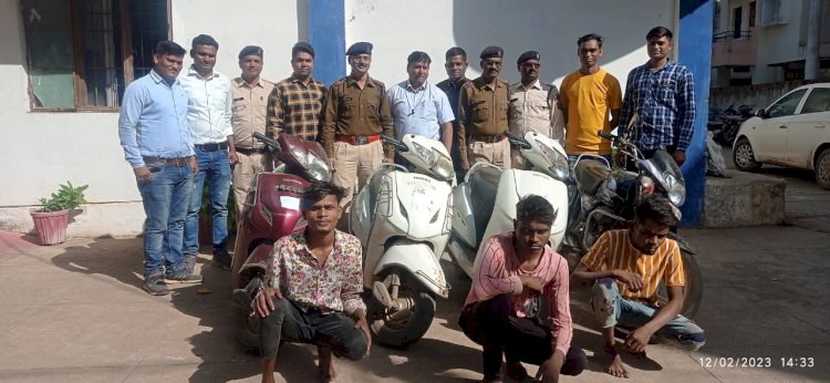 CG Crime: बाइक चोर गिरोह का पुलिस ने किया बड़ा खुलासा...नाबालिक समेत 4 आरोपी गिरफ्तार....3 एक्टिवा समेत 1 बाइक बरामद….चोरी का तरीक़ा जान आप भी हो जाएंगे हैरान...