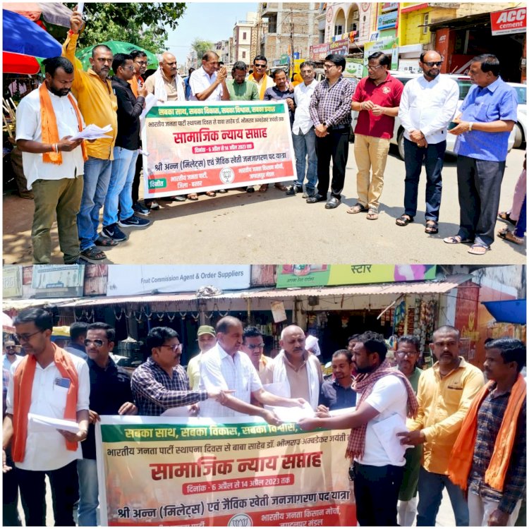 अन्न ( मिलेट्स ) अपनाने भाजपा ने चलाया जनजागरण अभियान...... बैनर, पाम्पलेट के साथ किया संजय बाज़ार में किया प्रचार प्रसार......