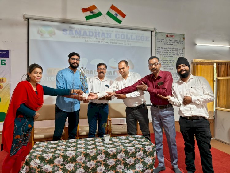 CG:विश्व तंबाकू निषेध दिवस पर समाधान महाविद्यालय बेमेतरा में जागरूकता कार्यक्रम...नशा नाश की जड़ है - नलेश्वर*