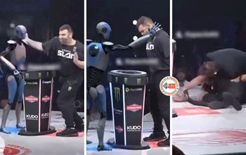 Man Started Slapping Robot : रोबोट संग थप्पड़बाजी करने लगा शख्स, लेकिन जैसे ही रोबोट ने जड़ा थप्पड़, आ गई नानी याद- देखें वीडियो...