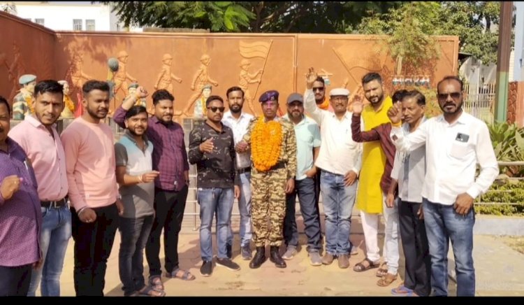 रिटायर्ड फौजी का भाजपाइयों ने किया स्वागत...