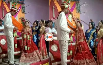 Groom And Bride Pushpa: वरमाला पहना रही भी दुल्हन, तभी Pushpa स्टाइल में बोला दूल्हा-मैं झुकेगा नहीं!