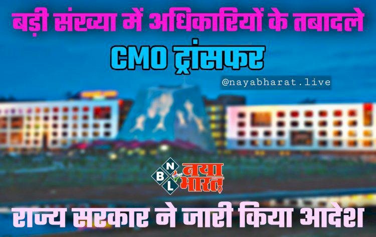 Chhattisgarh CMO ट्रांसफर BIG ब्रेकिंग: बड़ी संख्या में अधिकारियों के तबादले,राज्य सरकार ने जारी किया आदेश,जानिए किन्हें कहां मिली जिम्मेदारी...देखिए पूरी जंबो लिस्ट....