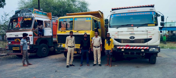 अवैध रेत परिवहन में लगे 8 हाइवा, 2 ट्रक और 1 जे सी बी किया गया जप्त...