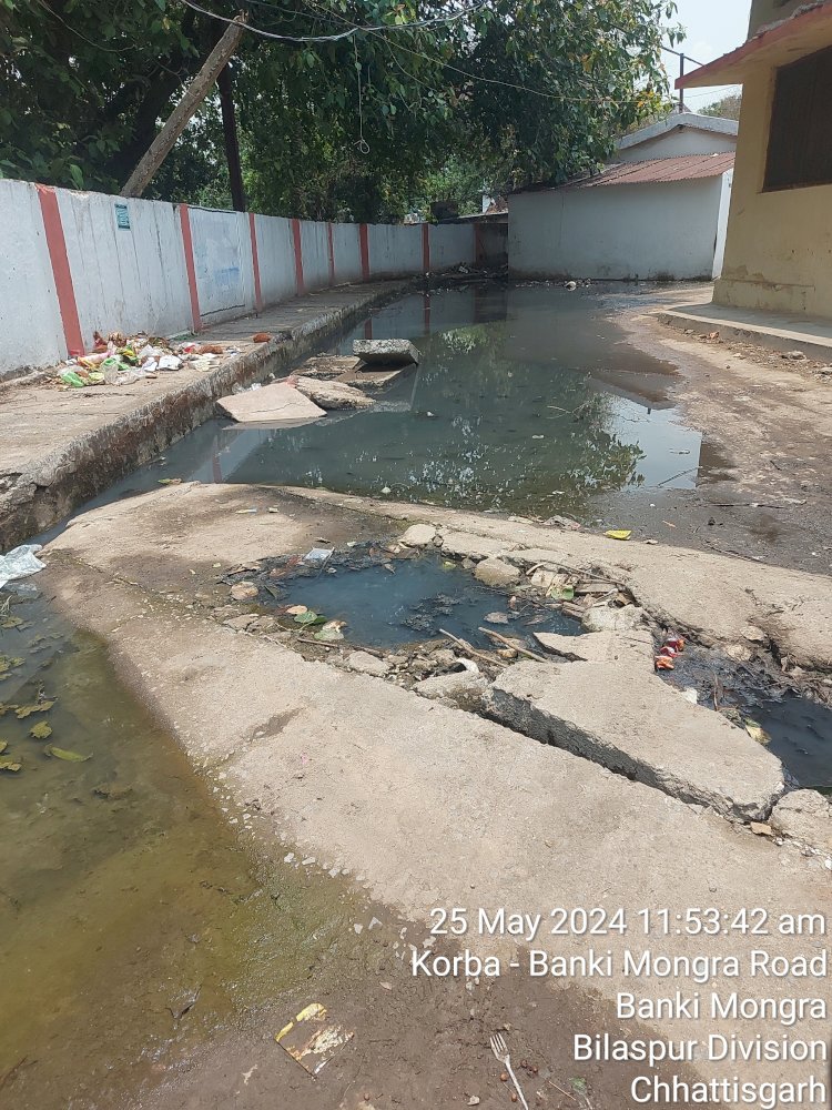 बाँकीमोंगरा में सफ़ाई की लचर व्यवस्था,नाले का पानी सड़क पर राहगीरों को आवागमन में दिक्कत,रहवासियों को कई दिनों से करना पड़ रहा हैं गंदगी एवं बदबू का सामना,पढ़े पूरी ख़बर.........