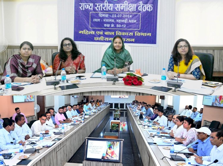 मंत्रालय महानदी भवन रायपुर में महिला एवं बाल विकास मंत्री लक्ष्मी राजवाड़े ने ली राज्यस्तरीय विभागीय समीक्षा बैठक...
माननीय मंत्री श्रीमती राजवाड़े जी ने कहा_ मिशन मोड में कार्य कर छत्तीसगढ़ को कुपोषण मुक्त बनाना है