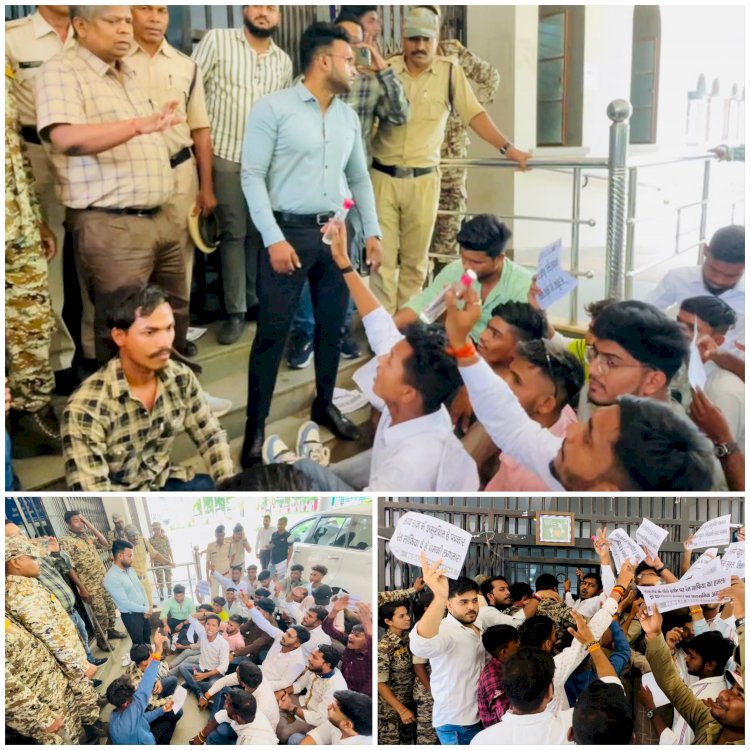 पत्रकारों को रेत माफिया द्वारा मिली धमकी के विरोध में एनएसयूआई ने कलेक्टर को घेरा....रेत माफिया संरक्षण रूपी परत को हटाने एनएसयूआई ने कलेक्टर को गुलाब जल भेट किया...